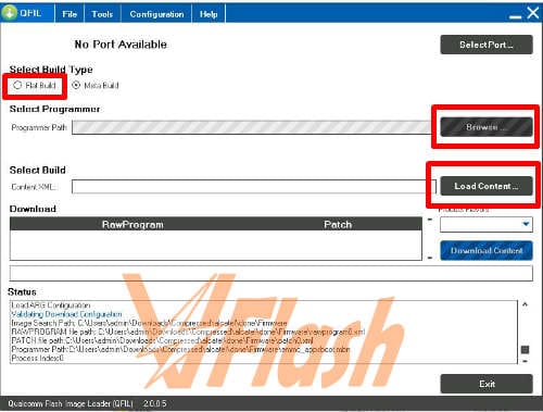 qualcomm flash image loader no port available